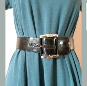 WHBM fashion belt,  black w/ snakeskin accent